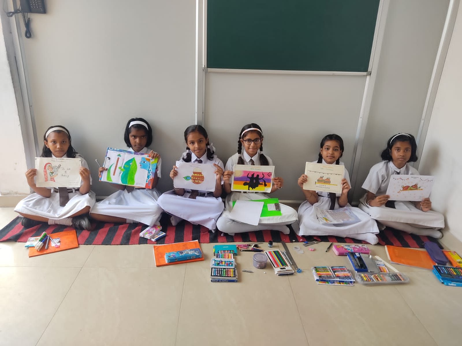 Students during an art activity